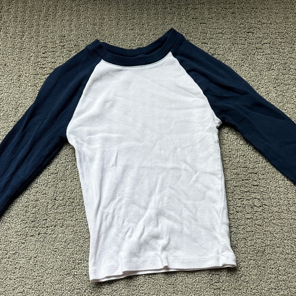 Hollister Kids Long Sleeve Raglan Tee - White and Navy